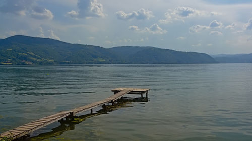 Scenic view of lake against sky