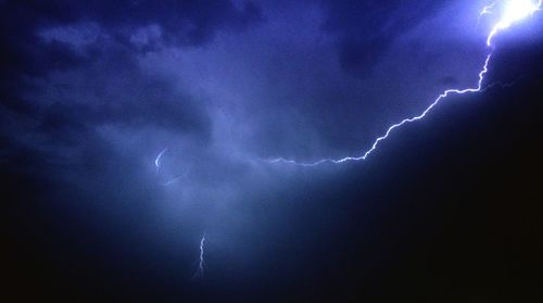 Low angle view of lightning in sky