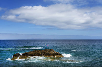 Scenic shot of calm sea against cloudy sky