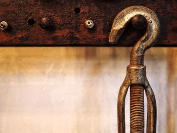 Close-up of old rusty metal door