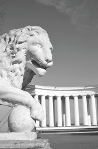 Low angle view of statue against sky