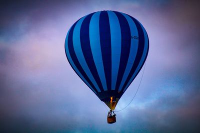 Low angle view of hot air balloon against sky