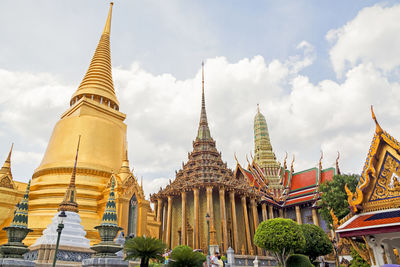 Low angle view of pagoda against sky