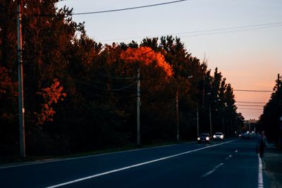 Road amidst trees against sky during autumn