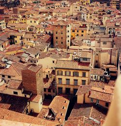 High angle view of buildings in town