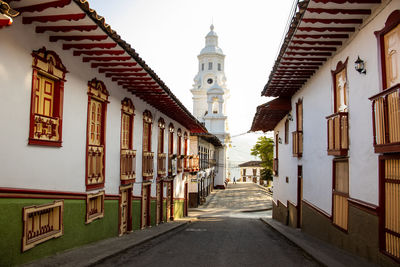 View of the beautiful heritage town of salamina located at the department of caldas in colombia