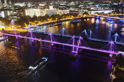 Illuminated cityscape at night