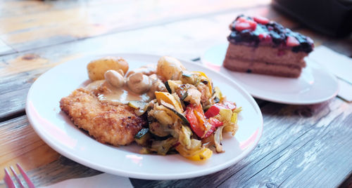 Close-up of food in plate on table