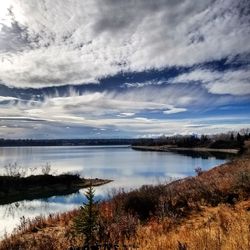 Scenic view of lake against sky