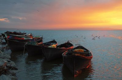 Scenic view of sea at sunset