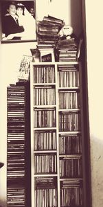 Stack of books in shelf