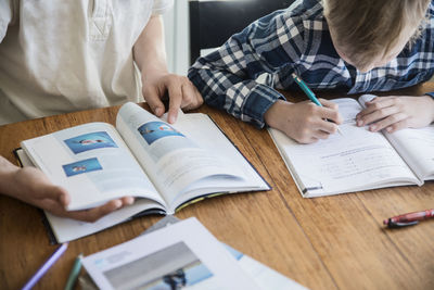 Brothers doing homework