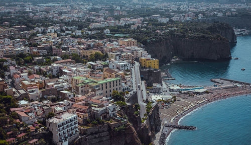 High angle view of buildings in city