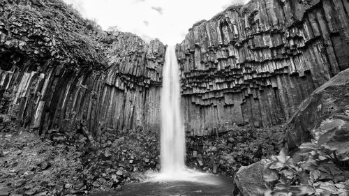 Low angle view of waterfall