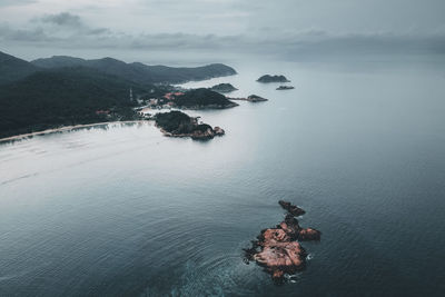High angle view of sea against sky