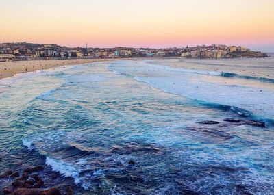 Scenic view of sea at sunset