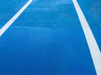 High angle view of empty deck chairs