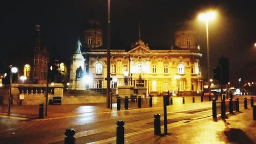 Illuminated street light at night