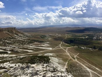 High angle view of landscape against sky