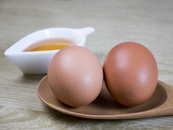 Close-up of breakfast on table