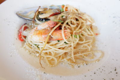 High angle view of meal served in plate