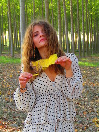 Portrait of a woman in a forest