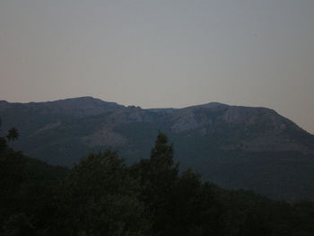 Scenic view of mountains against clear sky