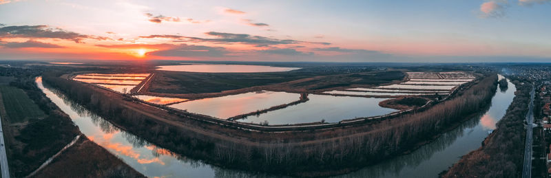 Panoramic view of sea against sky during sunset