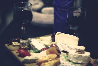 Close-up of served food in plate