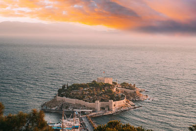 Scenic view of sea against sky during sunset