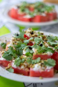 Close-up of salad served in plate