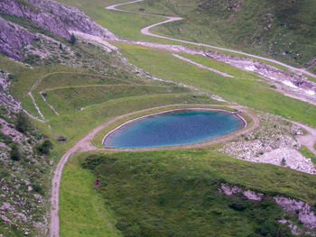 High angle view of road amidst landscape