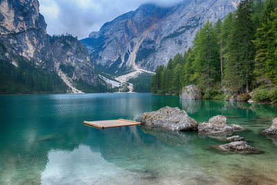 View of a lake with mountain in the background