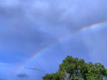 Low angle view of rainbow against sky