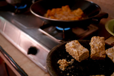 High angle view of preparation food 