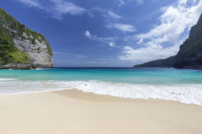 Scenic view of beach against sky