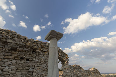 Low angle view of cross against sky