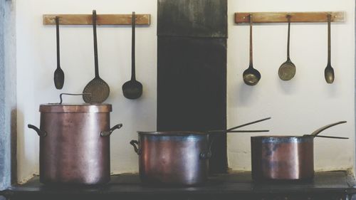 Cooking utensils in kitchen