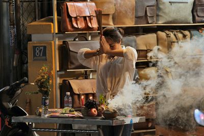 Man working in kitchen