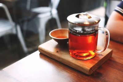 Close-up of teapot on table