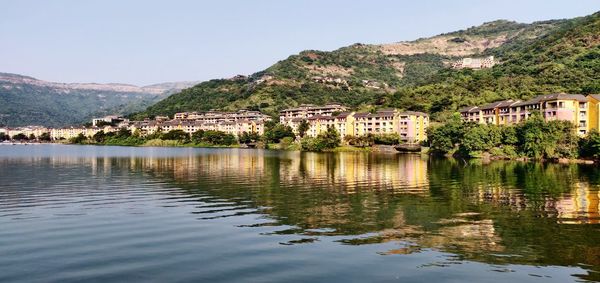 Scenic view of lake against sky