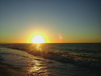 Scenic view of sea at sunset