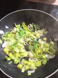 High angle view of vegetables in container