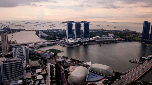 Panoramic view of the marina bay waterfront