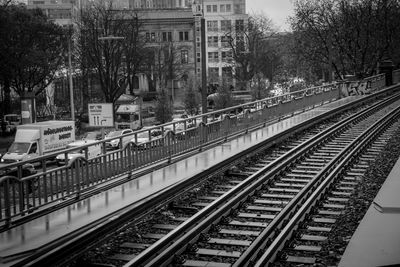 Railroad station in city