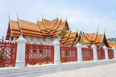 Exterior of temple building against sky