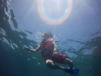 Woman swimming in sea