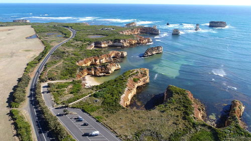 High angle view of beach