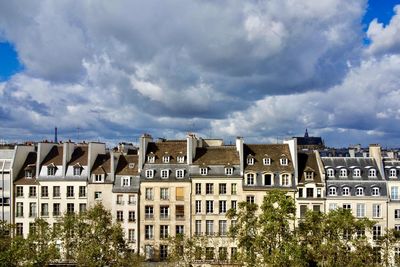 Above the roofs of paris, france