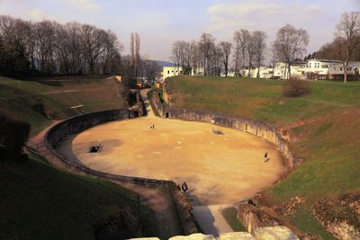 High angle view of park against sky